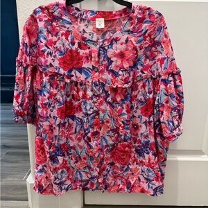 Vibrant Floral Button-Up Blouse